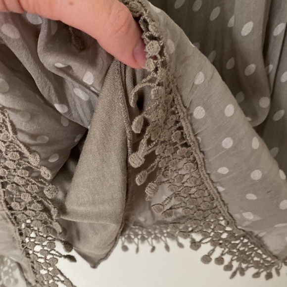 Carla Conti tan polka dot silk tank top with cotton lining and fringe - Picture 4 of 6